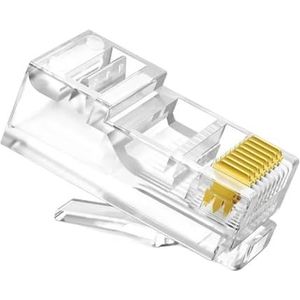 Lnternet patchkabel kristalkop 50 stuks RJ45-connector Cat6-connector Netwerk niet-afgeschermde RJ45 geperforeerde netwerkkabel met kristallen kop