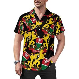 Kenia wapenschild heren casual button-down shirts korte mouw Cubaanse kraag T-shirts tops Hawaiiaans T-shirt 4XL