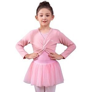 S.lemon Dans Ballet Truien Vesten Gebreide Lange Mouwen Danstrui Wikkel Top voor Kinderen Meisjes (Roze, S/Lichaamslengte: 90-105 cm)