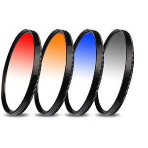 Geschikt for SLR Camera Universeel Draad Gradiënt Grijs Blauw Oranje Rood Filter Kleurweergave Synergist om opbergtas te sturen (Color : 58mm)