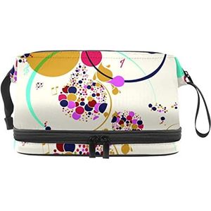 Multifunctionele opslag reizen cosmetische tas met handvat,Grote capaciteit reizen cosmetische tas,Chinese stijl kunst schilderij, Meerkleurig, 27x15x14 cm/10.6x5.9x5.5 in