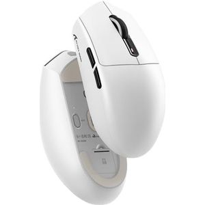 MAMBASNAKE x ATTACK SHARK G3 Draadloze Gaming Muis, 59g Lichtgewicht, PAW3311 Optische Sensor, 25.000 DPI, Bluetooth/2.4G/USB-C, 5 Programmeerbare Knoppen, 500mAh Batterij voor PC/Xbox/Mac – Wit