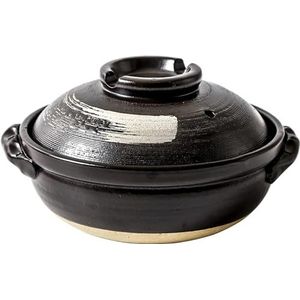 braadpan Keramische hete pot braadpan, ronde kleipot met deksel, hittebestendig rond aardewerk, rijstkoker for stoofpotsoep(0.9L)