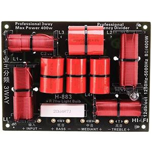 400W 3-weg crossover-verdeler HiFi tweeter woofer luidspreker crossover 1250H/5000HZ met hoge toon bescherming rood zwart 500207171