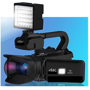 Videocamera Vlogcamera Recorder 64MP Live Streaming Camera 4K Digitale Camcorder 18X Webcam Draaien Touchscreen Video Vlog Recorder 18X Zoom(128GB SD Card,With Light)