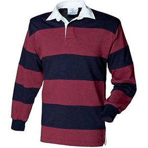 Front Row Rugby Poloshirt, lange mouwen, gestreept, bordeaux/marineblauw, S
