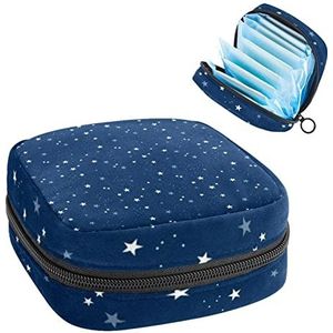 Periode Pouch Draagbare Tampon Opbergtas,Tampon Houder voor Portemonnee Vrouwelijke Product Organizer,Ster Blauw Donker, Meerkleurig, 4.7x6.6x6.6 in/12x17x17 cm
