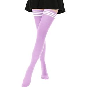 DRESHOW Extra lange dijkousen Lange laarskousen Gestreepte overkniekousen voor dames Katoenen beenwarmers