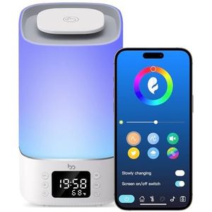 Slaapgeluidsmachine, 34 rustgevende geluiden met slaaptimer, APP slimme verbinding, kamertemperatuurweergave, witte ruismachine voor slapen volwassenen kinderen