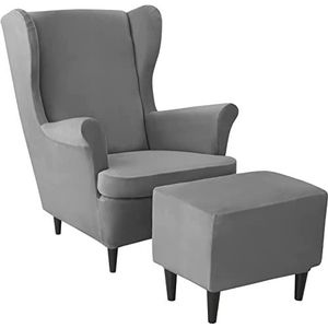 Wing Back Chair And Ottoman Slip Cover Set 2 Stuks Wingback Chair Slipcover en en 1 Stuk Rectangle Storage Stool Cover Verwijderbare Fauteuil Sofa Covers voor Woonkamer Slaapkamer (Color : #6)