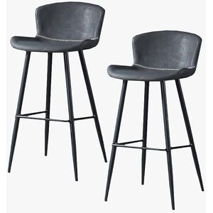 AADDFDD Barkrukken Bar Stoelen Teller Hoogte Barkrukken Faux Lederen Barkrukken Set van 2, Retro Metalen Eetkamerstoelen met Rugleuning Indoor Keuken, stedelijke Industriële Counter Stoelen