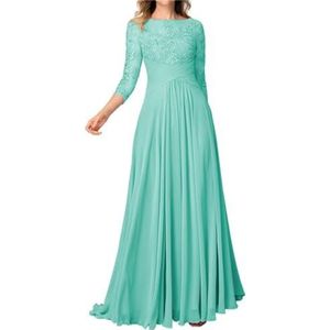 SAYNO Kant Applique Moeder van de Bruid Jurk voor Bruiloft Prom Jurken Plooien Cocktail Jurken Plus Size, meerblauw, 32