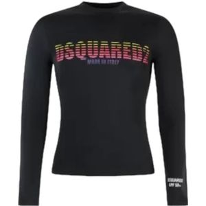 DSQUARED2 T-shirt met lange mouwen voor heren, merk D7M215680, van nylon., Zwart, 46 NL