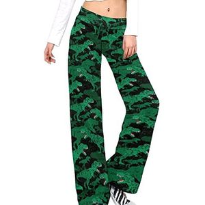 Retro Groene Dinosaurus Yoga Broek Voor Vrouwen Casual Broek Lounge Broek Trainingspak Met Trekkoord 2XL