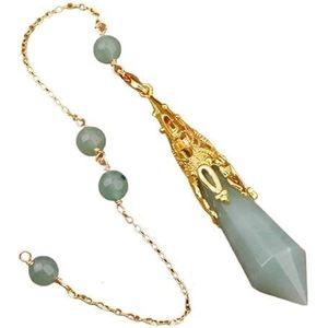 Vintage Natural Gemstones Bronze Pendulum Chains Pendant Necklace Healing Dangle Pendulum Jewelry Reiki Pendulum Decor (Color : Adventurine Gold)