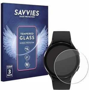 Savvies Tempered Glass Screen Protector voor Samsung Galaxy Watch 4 (44mm) (3 Stuks) - 9H Gehard Glas Scherm Beschermer