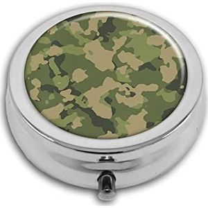 Camouflage Print Pil Box-3 Compartiment Geneeskunde Pil Case, Draagbare Geneeskunde Tablet Vitamine Houder Organizer voor Portemonnee Pocket