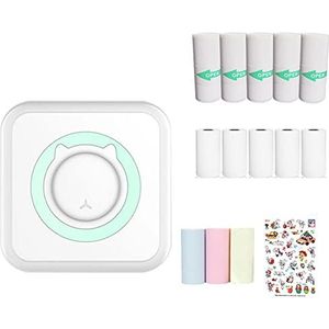 WANGCL Mini Draagbare Pocket Printer met 13 Rollen Printerpapier voor IOS/Android Smartphone - Inktloze Fotoprinter (Blauw)