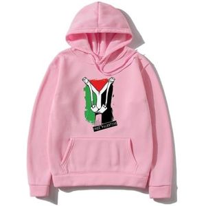 Gratis Palestina, Palestijnse vlagkaart trui met capuchon, ik sta achter Palestina, steun Palestina sweatshirt met lange mouwen (Color : Pink, Size : S)