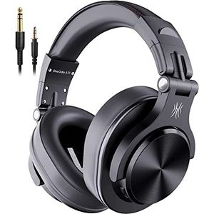 OneOdio A70 Bluetooth over-ear, bekabelde hoofdtelefoon, draadloze over-ear hoofdtelefoon met microfoon, stereo hifi, 72 uur afspeeltijd, 3,5 en 6,35 mm jack, opvouwbaar, voor DJ's, gitaar, pc, zwart