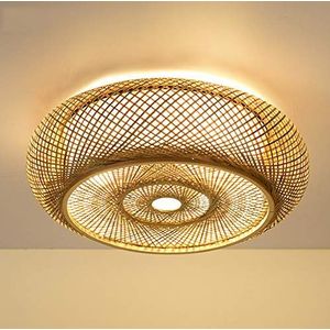 Retro Bamboe Geweven Plafondlamp Bamboe Hanglamp E27 Land Gang Plafondlamp Handgeweven Lamp Natuurlijke Bamboe Rotan Woonkamer Slaapkamer Studie Decoratieve Lamp,60cm