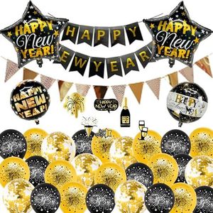 Gouden Latex Ballonnen 2024 Oudejaarsavond Decoraties Party Accessoires Gelukkig Nieuwjaar Decoraties Vlag