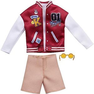 Barbie Fashion Pack - HJT25 – kleding voor pop Ken – bomberjack, korte broek, zonnebril