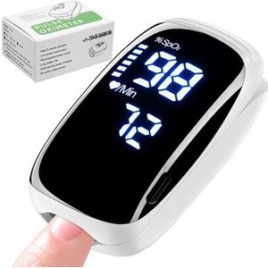 ACDMQ Pulsoximeter voor Vinger, Professionele Zuurstofmeter met LED-scherm, Zwart-wit