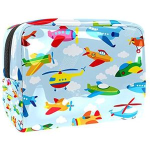 Make-uptas PVC toilettas met ritssluiting waterdichte cosmetische tas met cartoon vliegtuig kleurrijk voor vrouwen en meisjes