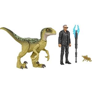 Jurassic World Dominion Human & Dino Pack Dr. Ian Malcolm & Velociraptor & accessoires, authentieke actiefiguren, beweegbare gewrichten, vanaf 4 jaar