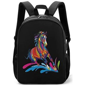 Kleurrijke Paard Pop Art Lichtgewicht Rugzak Reizen Laptop Tas Casual Dagrugzak voor Mannen Vrouwen