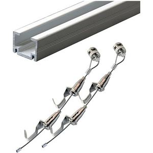 Plafond Mount Picture Hanger Wire Kit, Kunst Opknoping Railsysteem met Verstelbare Haken & Stalen Kabels, Foto's/Schilderijen/Frames Rail Opknoping Set (6ft (183cm) Rail, 3,3 ""/1 m snoer)