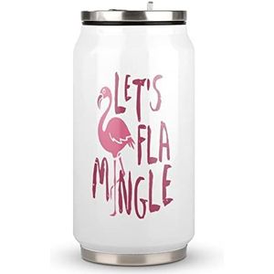 Pink Flamingo Let's Flamingle Travel Mok met Deksel Coke Cup Geïsoleerde Tumbler Water Fles Thee Cup Voor Vrouwen Mannen