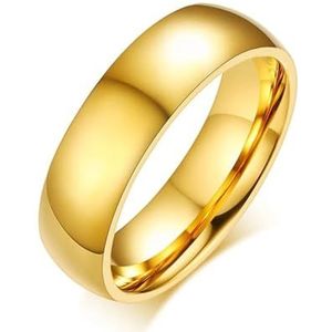 2/4/6/8mm Roestvrij Stalen Trouwringen Gouden Gladde Vrouwen Mannen Paar Ring Mode-sieraden (Color : 6mm Gold Color_13)