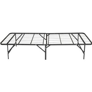 Furni24 Inklapbaar platform-bedframe, logeerbed, geen gereedschap voor montage nodig, onder het bed, vouwbed inklapbaar van stevig metaal, metalen bedframe, 90 x 200 cm, zwart