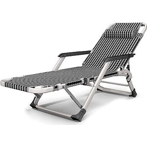 GEIRONV Zero Gravity klapstoel, heavy-duty metalen draagbaar ligbed tuinmeubelen opvouwbare fauteuils buiten ligstoel Fauteuils (Color : Black, Size : No seat cushion)