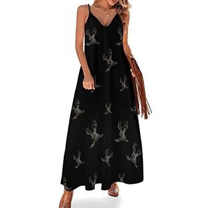 Hertenjacht camouflage dames zomer maxi-jurk V-hals mouwloze spaghettibandjes lange jurk
