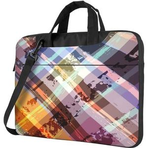 ASEELO 3D Grijze Olifant Zakelijke Laptop Tassen Messenger Aktetas Computer Tas met Schouder Compatibel voor Werk, Gekleurd Twill rooster, 15.6 inch Laptop bag