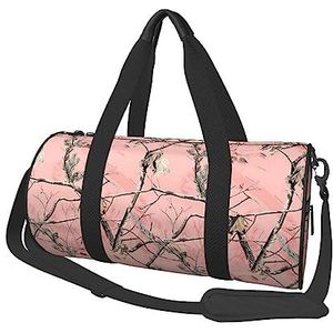 Roze Bladeren Camo Reizen Duffel Bag Gym Tote Bag Lichtgewicht Bagage Tas Voor Weekender Sport Vakantie, Zwart, Eén maat