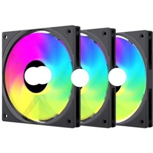 QPSJXN 120 mm RGB computerventilator stille koeling FDB -lagers voor chassis en CPU (zwart 3 stuks)