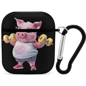 Varken Gewichtheffen Fitness Leuke Case Voor AirPods 2&1 Schokbestendige Beschermende Hoofdtelefoon Gevallen Cover Met Sleutelhanger Voor Mannen Vrouwen
