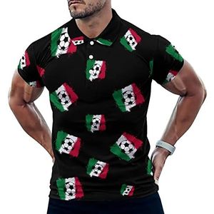 Italiaanse Vlag Voetbal Grappige Mannen Polo Shirt Korte Mouw T-shirts Klassieke Tops Voor Golf Tennis Workout