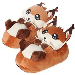 corimori Schattige pluche pantoffels (10+ designs) vos ""Faye"" slippers eenheidsmaat 34-44, uniseks pantoffels, oranje