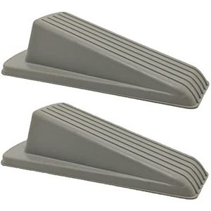 Antislip deurwig pak van 2 rubberen deurstoppers wig veelkleurig 122 x 55 x 30 mm (zwart)