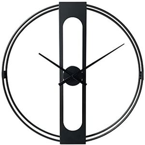 LW Collection Wandklok Jayden Zwart 80cm - Grote industriële wandklok metaal - Moderne wandklok - Stil uurwerk - Stille klok