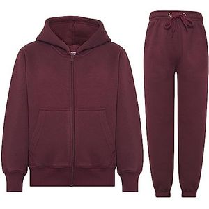 A2Z 4 Kids Kinderen Vlakte Trainingspak Capuchon Met Joggingbroeken Joggen - Plain Tracksuit Wine 5-6