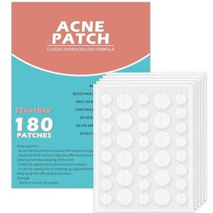 Rnitle Pimple Patch [180 counts], puistjespleister, gezichtsstickers, puistjespatch pleister onzichtbare puistjes voor behandeling van acneverzorging (12 mm + 8 mm)