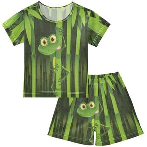 YOUJUNER Kinderpyjama set schattige kikker korte mouwen T-shirt zomer nachtkleding pyjama lounge wear nachtkleding voor jongens meisjes kinderen, Meerkleurig, 6 jaar