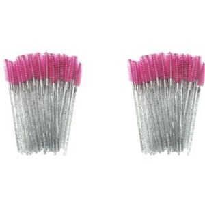 2 set van Pack van 50 Wimpers Borstel Multi-color Valentijnsdag Sweet Wands Wenkbrauw Pincet Wimpers Clip Brow Borstels Zwarte Staaf/Rose Rood