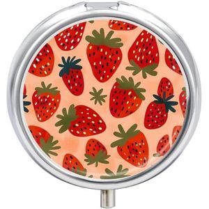 Rode Aardbei Patroon Pillendoos Ronde Draagbare Pil Organizer Waterdichte Dagelijkse Vitamine Houder Dozen Creatieve 3 Compartiment Geneeskunde Pil Case voor Portemonnee Of Pocket